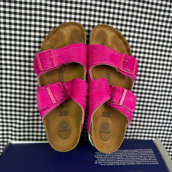 CNCPTS x Birkenstock Arizona Concepts Hyper Pink Fur Sandal Womens EU 37 / US 6 - Picture 1 of 6